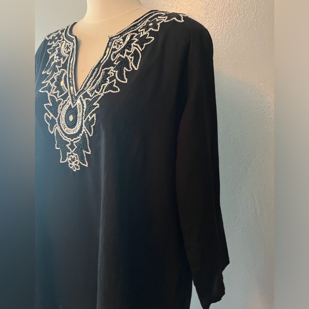Island Republic Beaded Tunic 100% cotton size X-LARGE - Picture 3 of 9